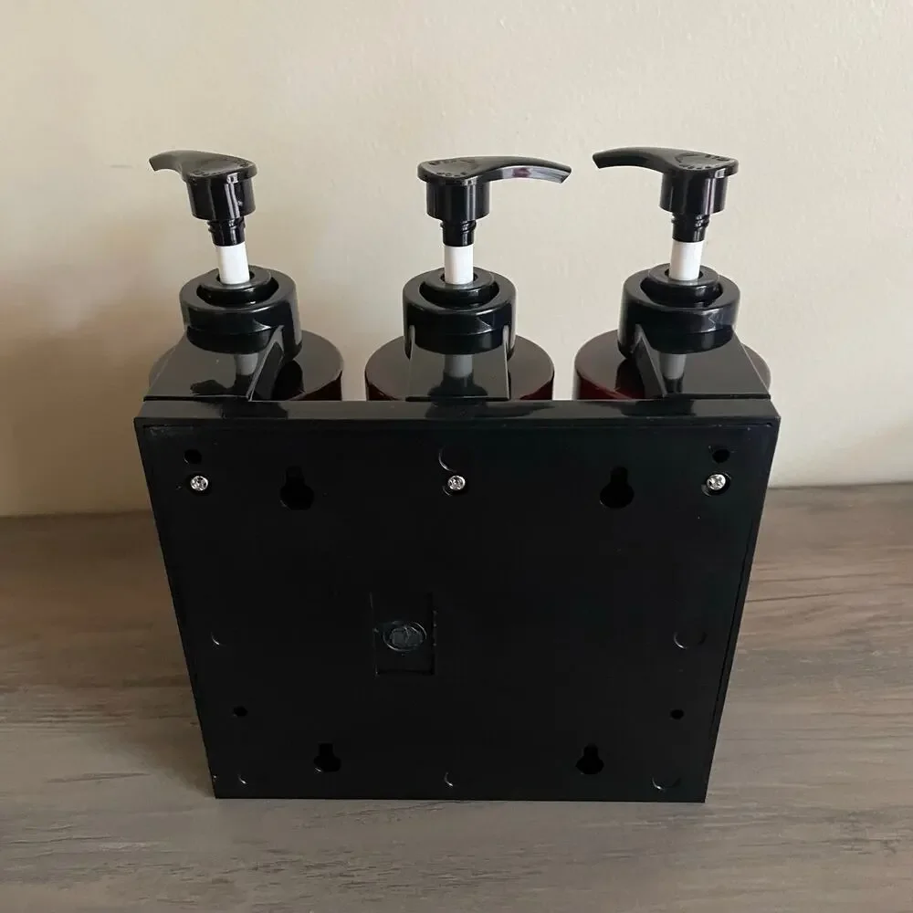 Shampoo Conditioner Body Wash Soap Dispenser Waterproof Labels Brown 3 Bottles